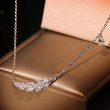 Feather Necklace Female Collar Chain Jewelry Zircon Girl Gift Party