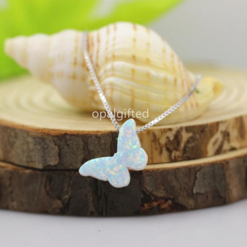 Purple Butterfly Opal Necklace S925 Silver