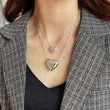 925 Sterling Silver Snake Bone Chain Heart Necklace