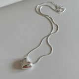 925 Sterling Silver Snake Bone Chain Heart Necklace