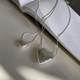 925 Sterling Silver Snake Bone Chain Heart Necklace