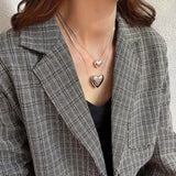 925 Sterling Silver Snake Bone Chain Heart Necklace