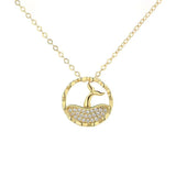 ZFSILVER S925 Sterling Silver Fish Tail Necklace Diamondset Wedding Charm Gift