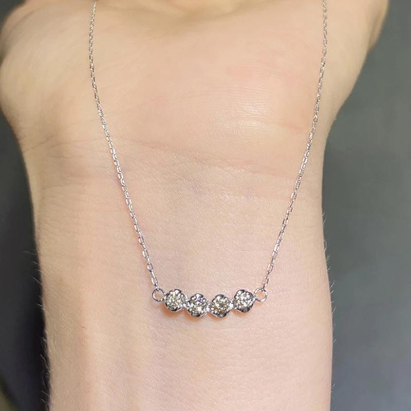 Women Necklace 4 Round Diamond Collar Chain Zircon Girl Gift