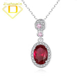 Ruby Zircon Pendant Necklace S925 Sterling Silver Gift for Women