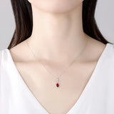 Ruby Zircon Pendant Necklace S925 Sterling Silver Gift for Women