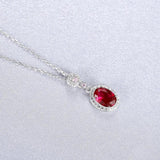 Ruby Zircon Pendant Necklace S925 Sterling Silver Gift for Women