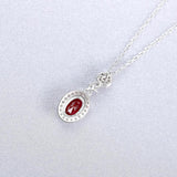 Ruby Zircon Pendant Necklace S925 Sterling Silver Gift for Women