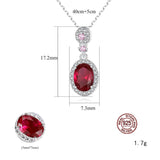 Ruby Zircon Pendant Necklace S925 Sterling Silver Gift for Women