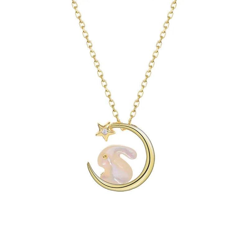 S925 Sterling Silver Star Moon Shell Rabbit Necklaces For Women
