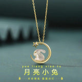 S925 Sterling Silver Star Moon Shell Rabbit Necklaces For Women