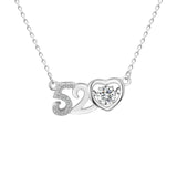S999 Pure Silver Heart CZ Stone Pendant Necklace