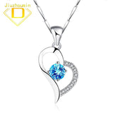 S999 Pure Silver Heart CZ Stone Pendant Necklace