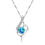 S999 Pure Silver Heart CZ Stone Pendant Necklace