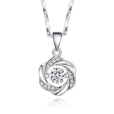 S999 Pure Silver Heart CZ Stone Pendant Necklace