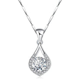 S999 Pure Silver Heart CZ Stone Pendant Necklace