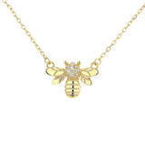 ZFSILVER S925 Sterling Silver Diamondset Honeybee Bee Necklace