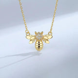 ZFSILVER S925 Sterling Silver Diamondset Honeybee Bee Necklace