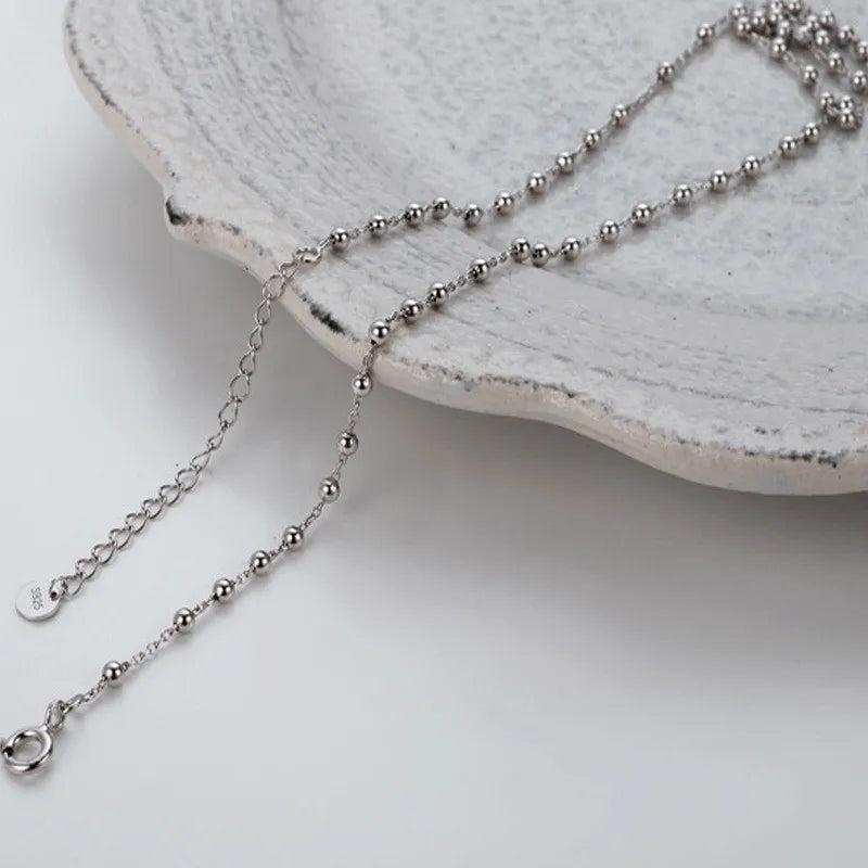 S925 Silver Ball Collarbone Chain Necklace for Women
