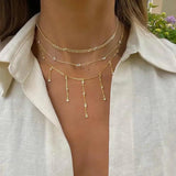 925 Silver Choker Necklace Micro Pave Cz Drop