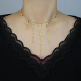 925 Silver Choker Necklace Micro Pave Cz Drop