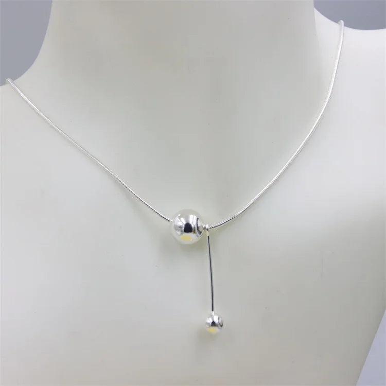 925 Silver Ball Necklace Snake Chain Chram Jewelry
