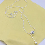925 Silver Ball Necklace Snake Chain Chram Jewelry