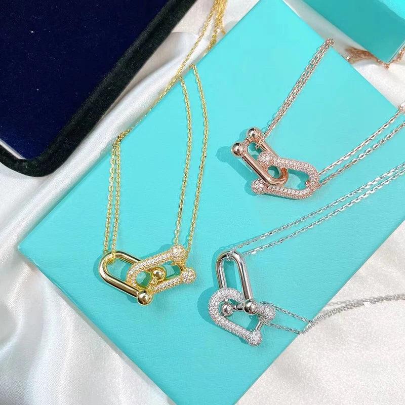 Sterling Silver Horseshoe Necklace Retro Jewelry Party