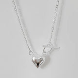 925 Silver Love Clavicle Chain Necklace Heart Pendant