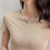 925 Silver Love Clavicle Chain Necklace Heart Pendant