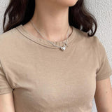 925 Silver Love Clavicle Chain Necklace Heart Pendant
