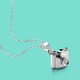 Women's 925 Silver Necklace Camera Pendant Choker