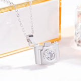 Women's 925 Silver Necklace Camera Pendant Choker