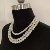 European American Beaded Necklace Three-Layer Clavicle