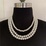 European American Beaded Necklace Three-Layer Clavicle