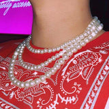 European American Beaded Necklace Three-Layer Clavicle