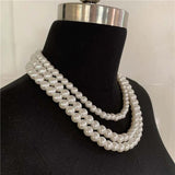 European American Beaded Necklace Three-Layer Clavicle