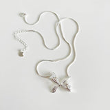 925 Silver Bow Snake Bone Necklace Pendant Personality Collar Jewelry