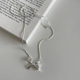 925 Silver Bow Snake Bone Necklace Pendant Personality Collar Jewelry