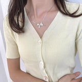 925 Silver Bow Snake Bone Necklace Pendant Personality Collar Jewelry