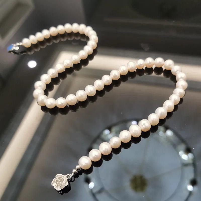 8-9mm Near Round Slightly Flawed Freshwater Pearl Necklace Set