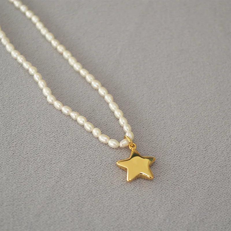 Vintage Freshwater Rice Pearl Necklace Pendant for Female Jewelry Gift