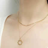925 Sterling Silver Sun Pendant Necklace for Women