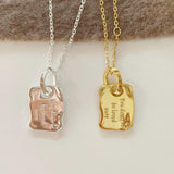 925 Silver English Name Letter Necklace Light Geometric Pendant