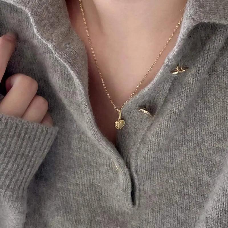 925 Silver Heart Necklace Pendant Collar Choker Jewelry