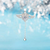 Romantic S925 Sterling Silver Cupid Heart Angel Necklace