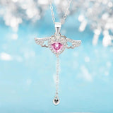 Romantic S925 Sterling Silver Cupid Heart Angel Necklace