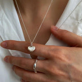 925 Sterling Silver Love Shell Necklace Pendant Heart Necklace