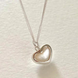 925 Sterling Silver Love Shell Necklace Pendant Heart Necklace