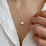 925 Sterling Silver Love Shell Necklace Pendant Heart Necklace